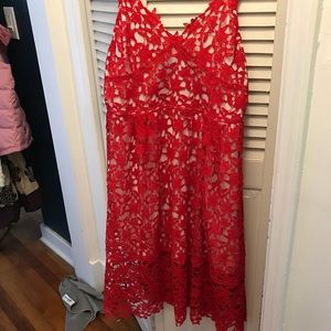Lace red dress with adjustable straps